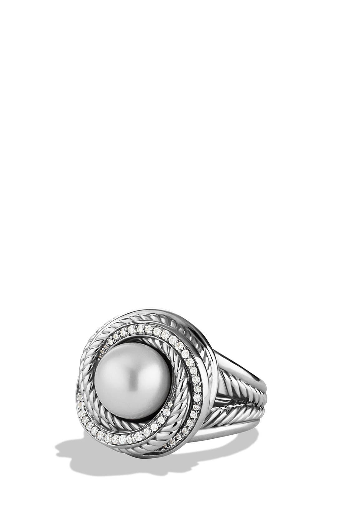 David Yurman 'Pearl Crossover' Ring with Diamonds Nordstrom