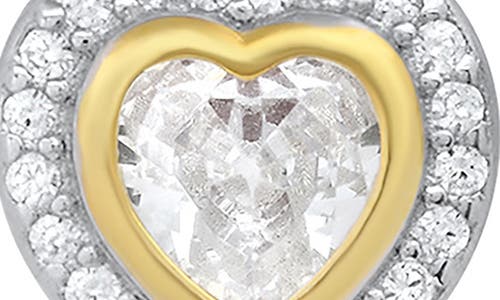 Queen Jewels Two-tone Cubic Zirconia Heart Stud Earrings In Silver/gold
