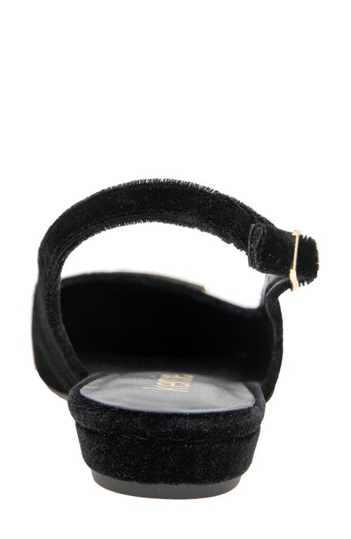Kensie Poppi Crystal Buckle Slingback Flat In Black Velvet