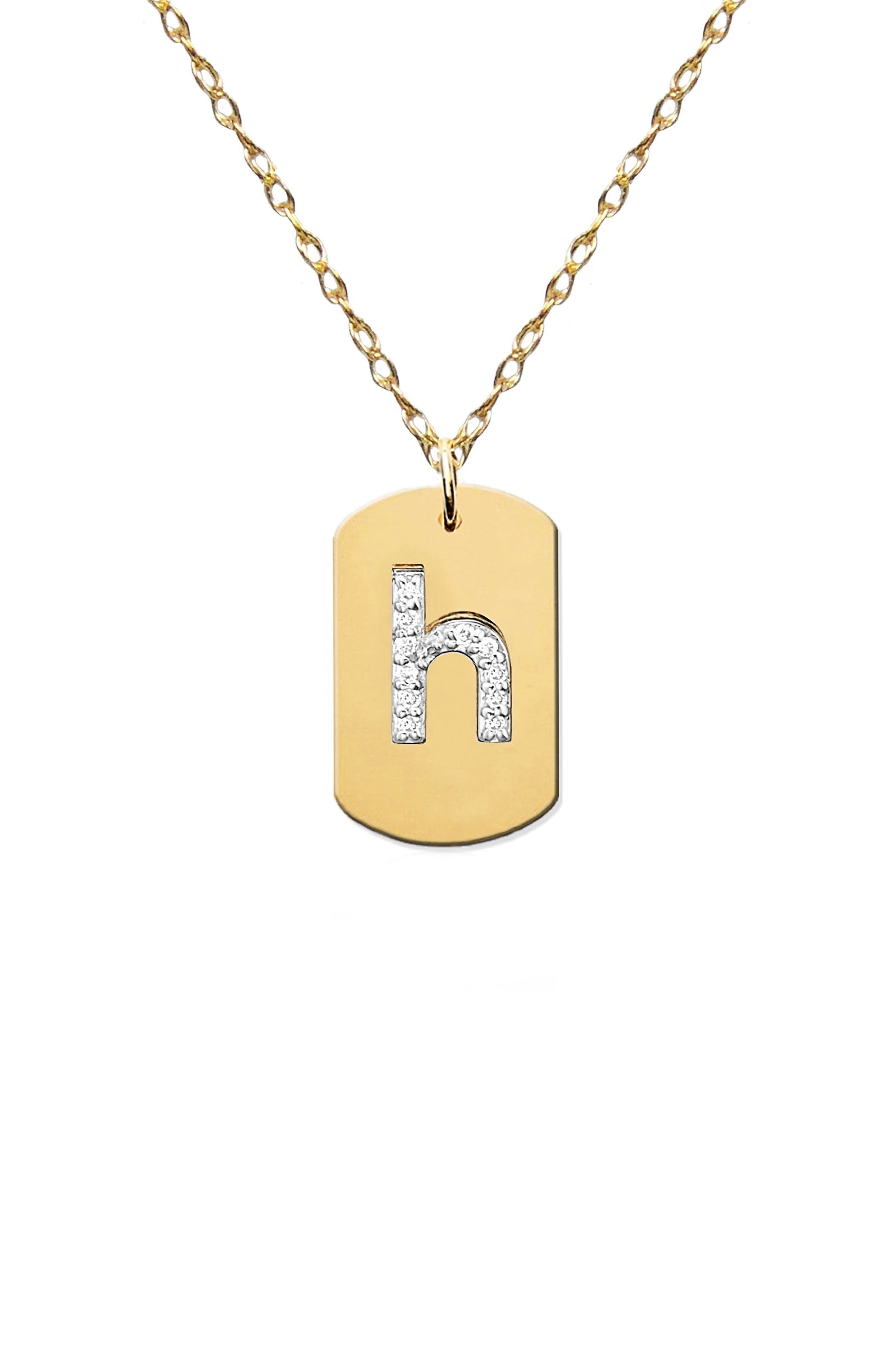 Jane Basch Designs Diamond Initial Dog Tag Necklace (Nordstrom Exclusive)