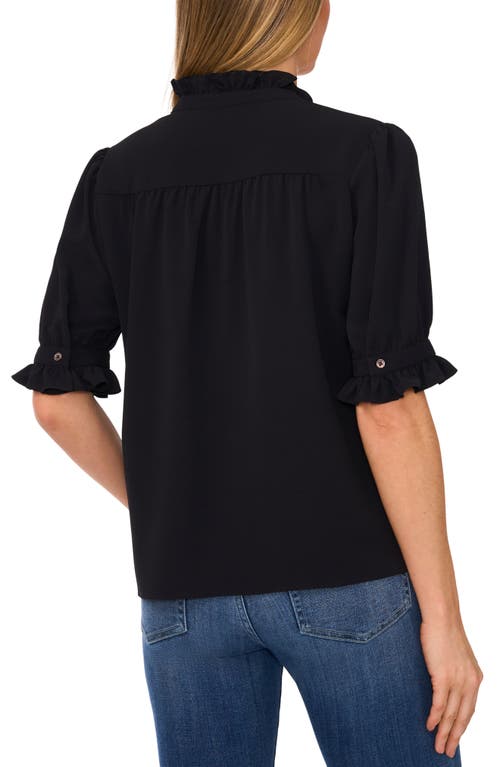 Cece V-neck Button-up Shirt In Rich Black