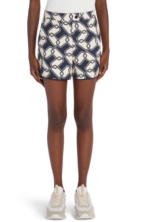 Print Cotton Shorts in Blue