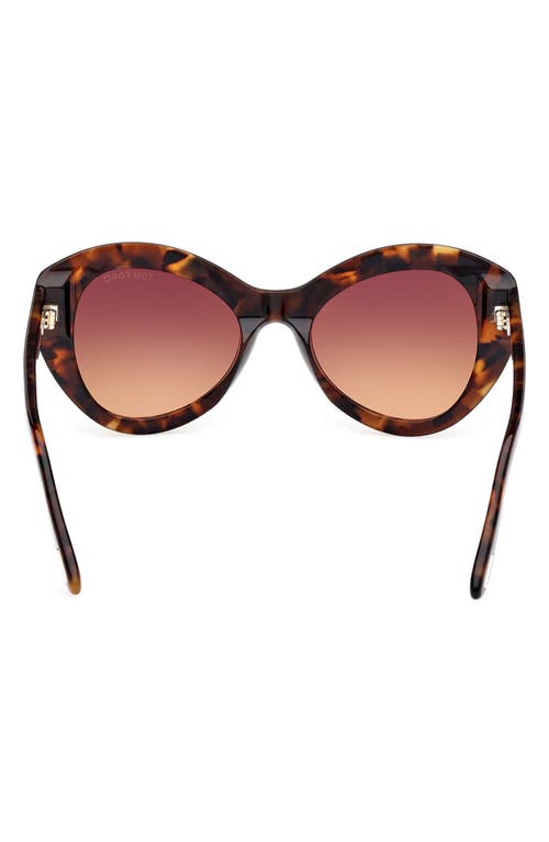 Tom Ford Guinivere 52mm Round Sunglasses In Dark Havana/gradient Brown