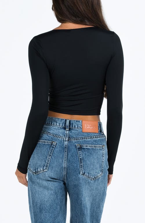 Shop Princess Polly Candyce Long Sleeve Crop Top In Black