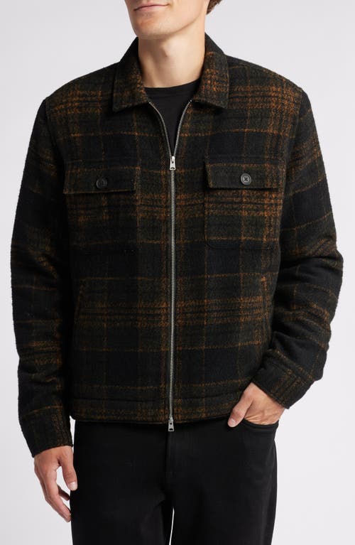 Shop Allsaints Bauhaus Plaid Fleece Lined Flannel Zip Jacket In Jet Black