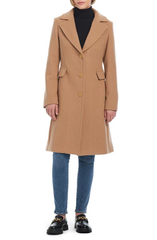 Shop Kate Spade New York Wool Blend Coat With Removable Faux Fur Collar In Camel