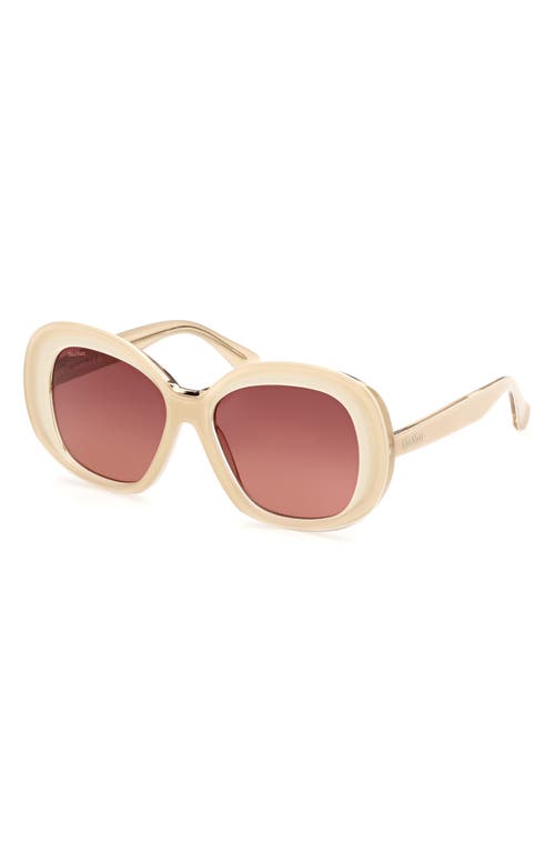 Shop Max Mara Edna 55mm Round Sunglasses In Ivory/gradient Brown