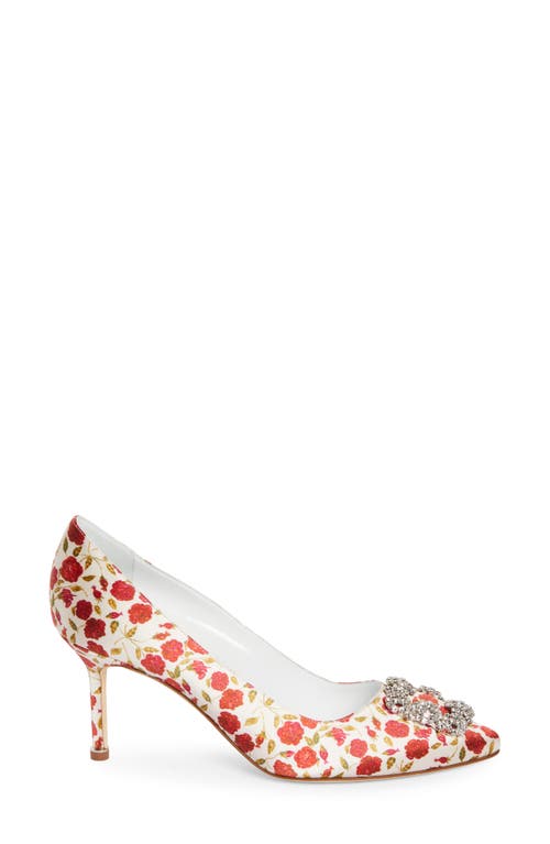 Shop Manolo Blahnik Hangisi Floral Crystal Buckle Pump In Ypri