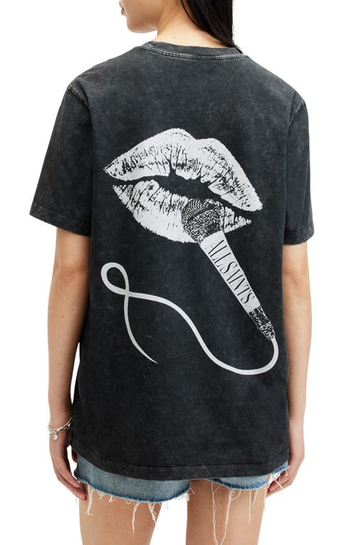 Shop Allsaints Logo Cotton T-shirt In Acid Washed Black