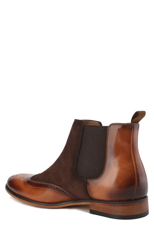 Gino Vitale Wingtip Brogue Two-tone Chelsea Boot In Brown