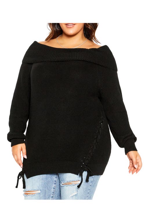 City Chic Jumper Intertwine Sweater in Black
