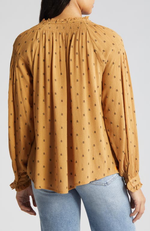 Wit & Wisdom Smocked Print Top In Caramel Latte/black