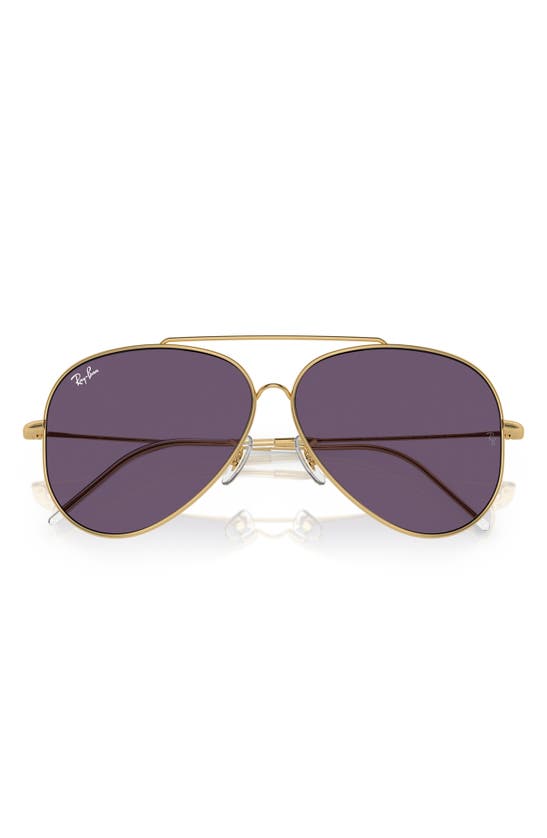 Ray Ban Reverse 62mm Oversize Aviator Sunglasses In Violet