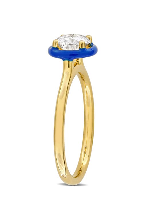 Delmar Lab-created Moissanite & Enamel Ring In Blue/gold