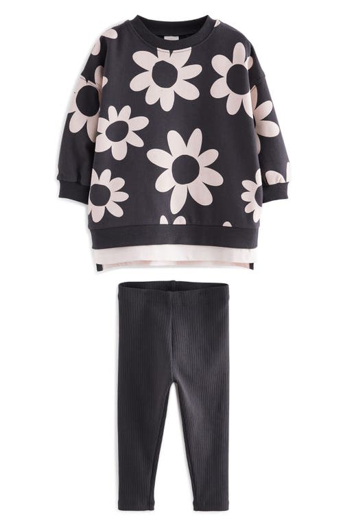 Shop Next Kids' Floral Sweatshirt & Leggings Set In Black