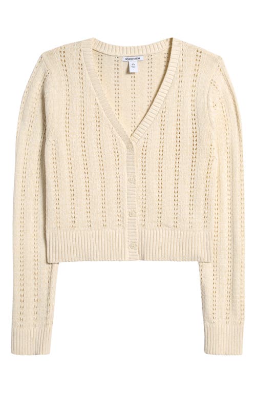 Shop Nordstrom Kids' Pointelle Metallic Cardigan In Ivory Egret