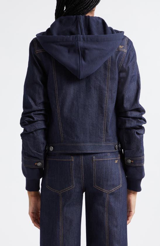 Shop Cinq À Sept Jess Hooded Denim Jacket In Indigo