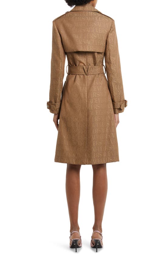 Versace Allover-jacquard Trench Coat - Brown