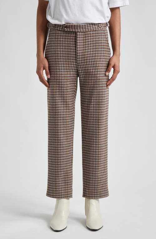 Bode Marston Check Merino Wool Straight Leg Trousers Brown Multi at Nordstrom,