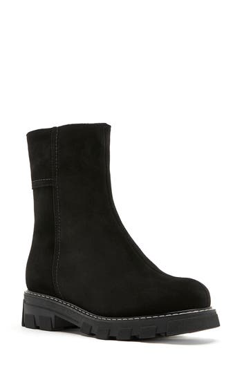 La Canadienne Autumn Genuine Shearling Waterproof Leather Boot In Black