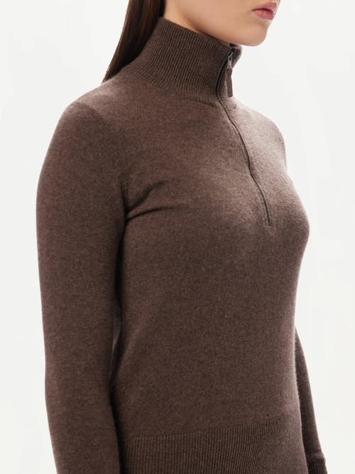 Shop Gobi Cashmere Quarter Zip Cashmere Sweater In Cocoa