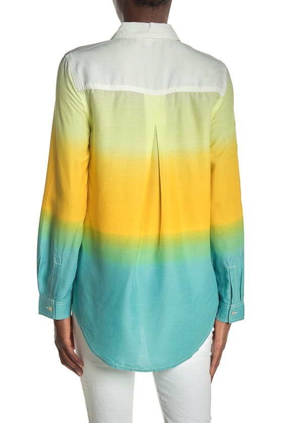 Shop Beachlunchlounge Chalanna Dip Dye Long Sleeve Shirt In Golden Ombre