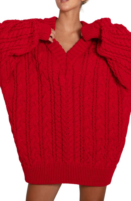 Belle & Bloom Still The One Chunky Oversize Knit In Red