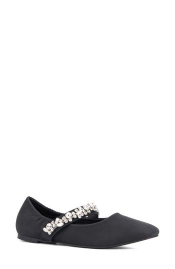 Shop New York And Company Paxley Crystal Strap Flat In Black