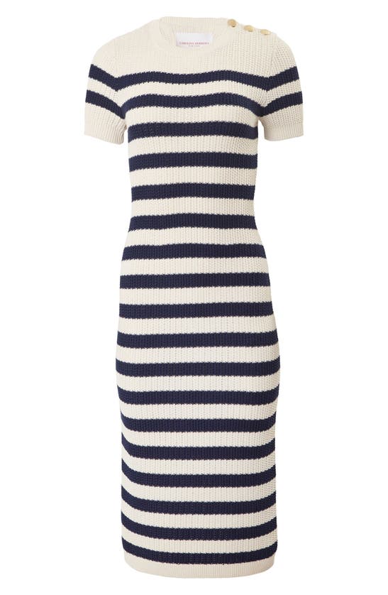 CAROLINA HERRERA CAROLINA HERRERA STRIPE SILK & COTTON SWEATER DRESS 