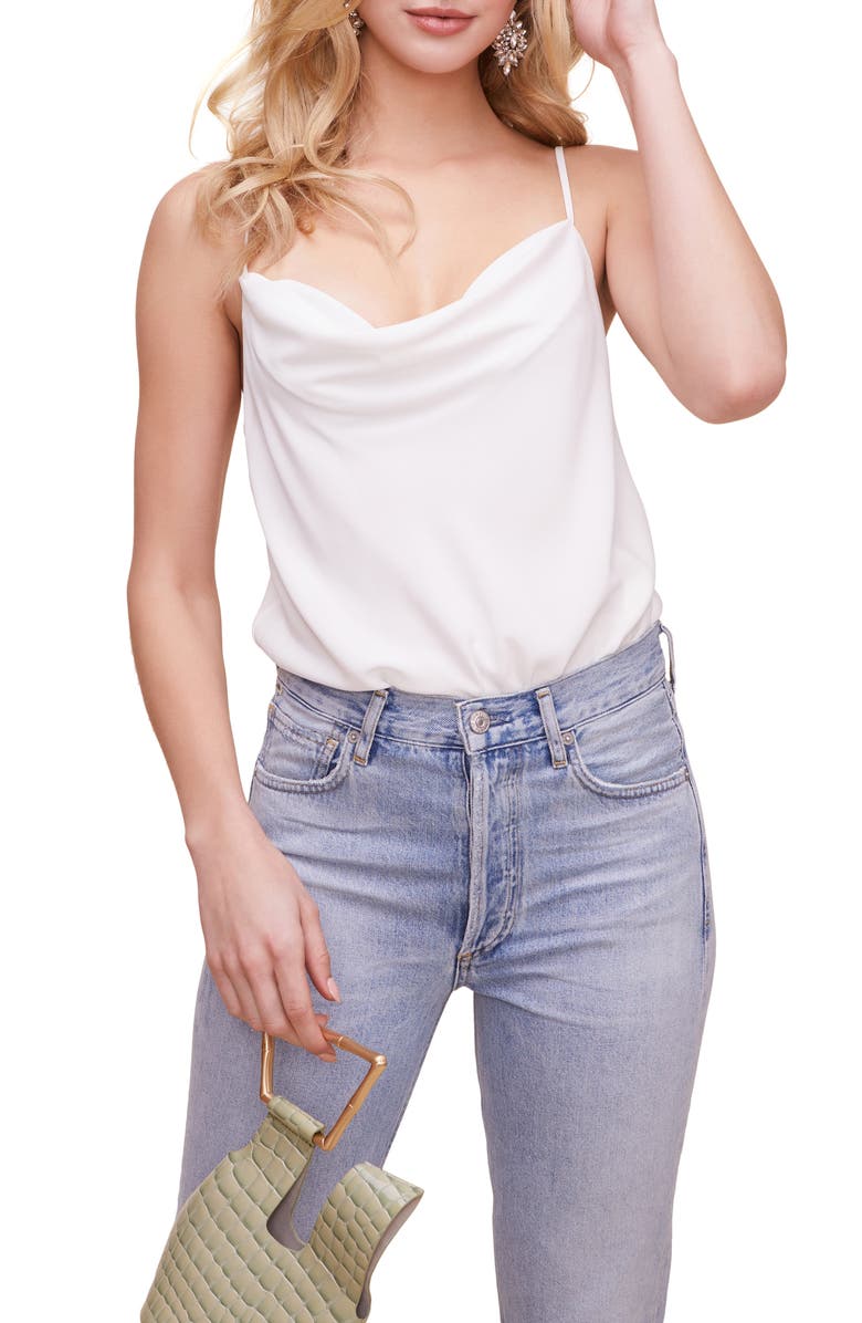 ASTR THE LABEL Cowl Neck Bodysuit, Main, color, WHITE