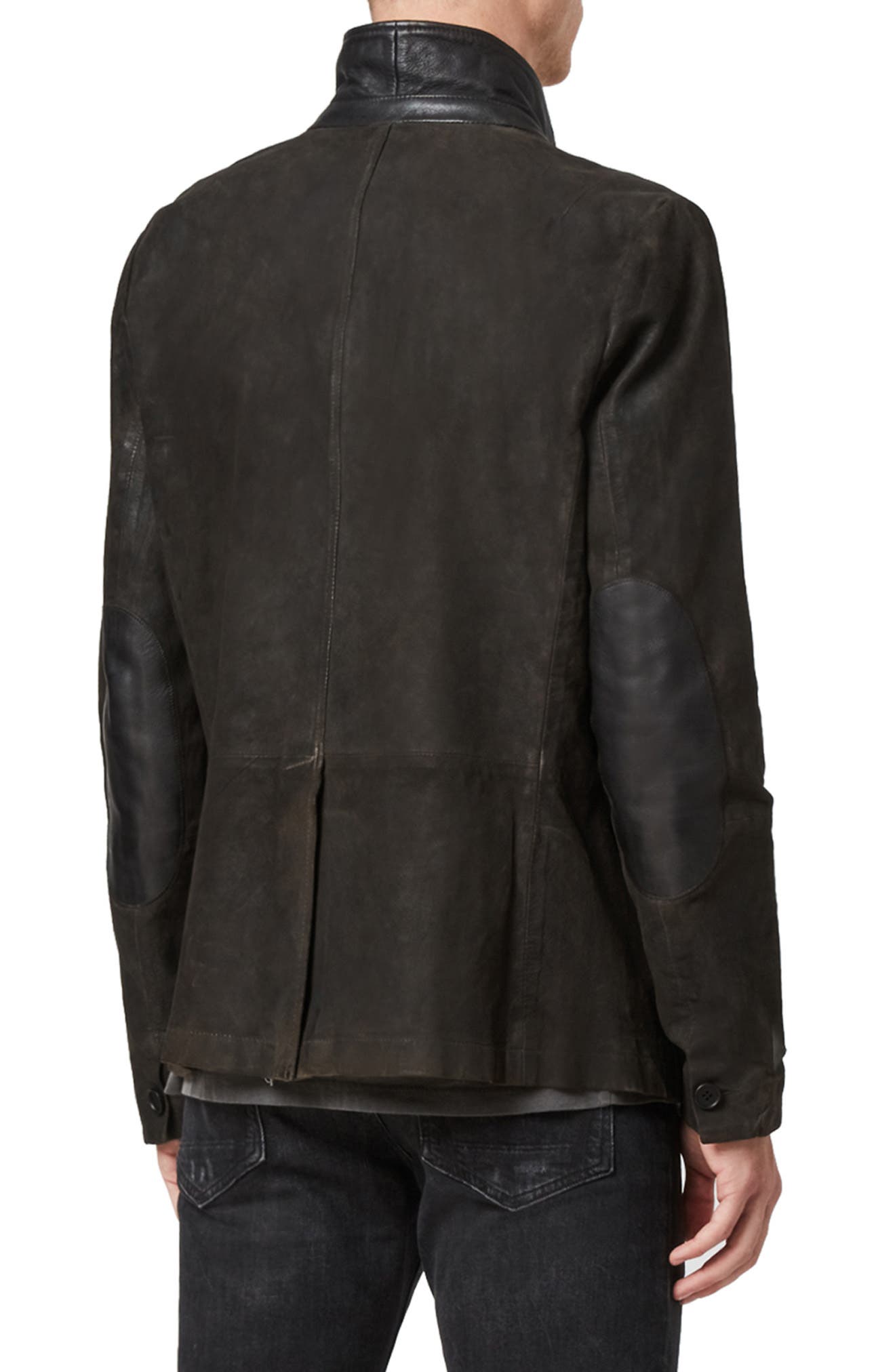 AllSaints Survey Regular Fit Leather Blazer