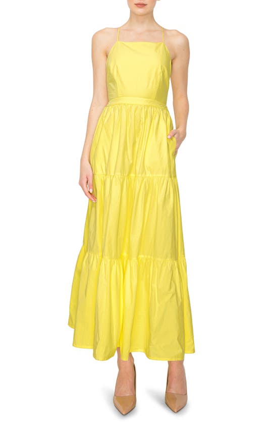 Melloday Tiered Fit & Flare Maxi Dress In Lemon