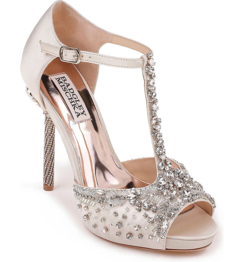 Badgley Mischka Stacey Crystal Embellished T-Strap Sandal (Women ...