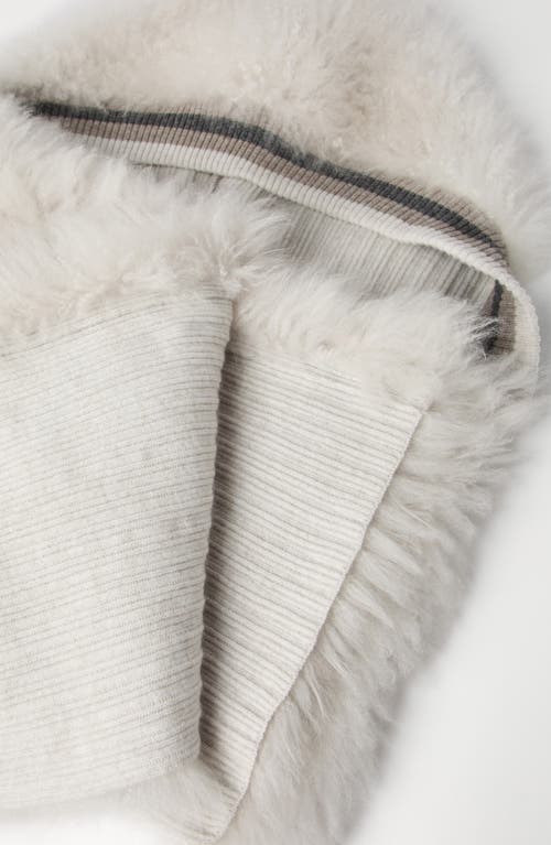 Shop Brunello Cucinelli Cozy Shearling Hooded Scarf In Pearl Grey