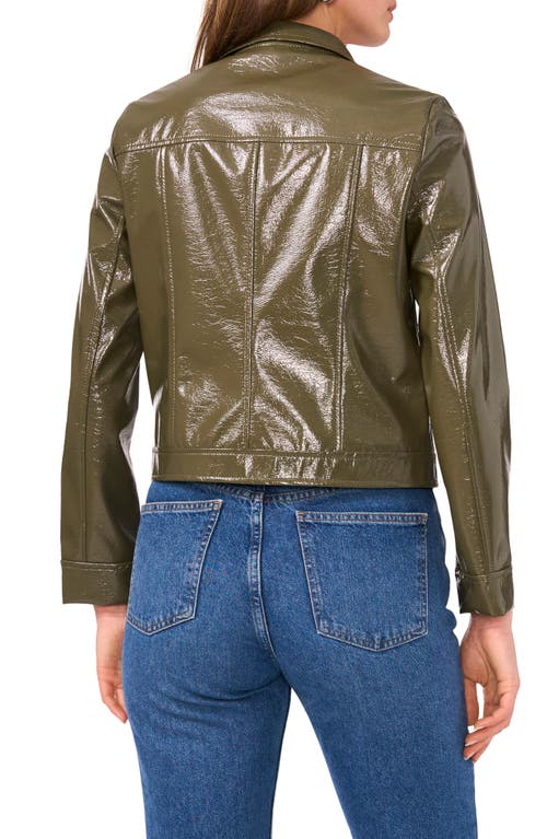 Shop Vince Camuto Patent Leather Jacket In Military Grn