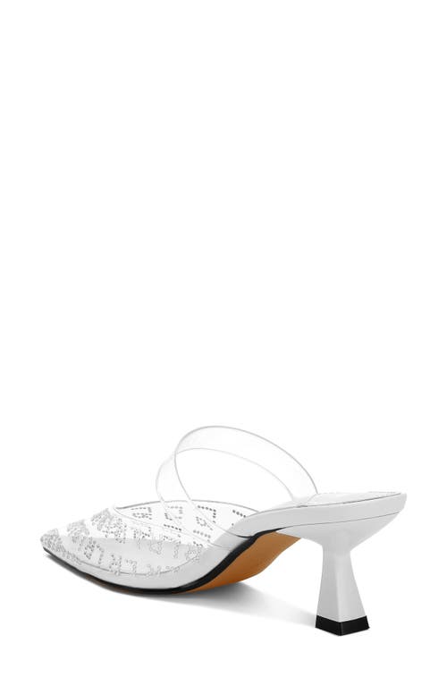 London Rag Holin Rhinestone Logo Pointed Toe Pump In White