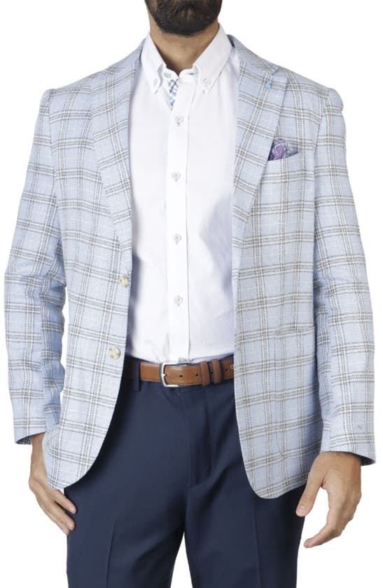 Shop Tailorbyrd Yarn Dyed Plaid Sport Coat In Blue