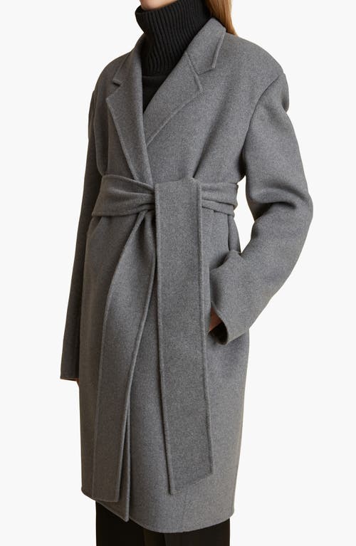 Shop Khaite Annly Wool Wrap Coat In Grey Melange