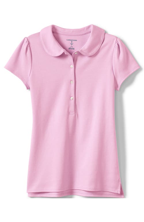 Shop Lands' End Girls Short Sleeve Peter Pan Collar Polo Shirt In Ice Pink