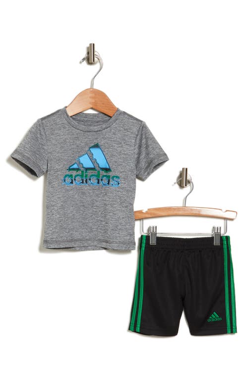 Shop Adidas Originals Adidas Logo T-shirt & 3-stripes Shorts Set In Charcoal Grey