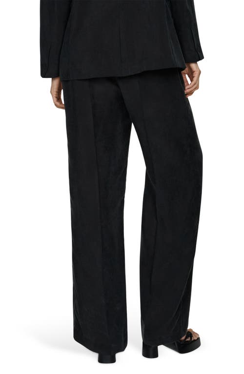 Shop Mango Pleat Front Straight Leg Pants In Black