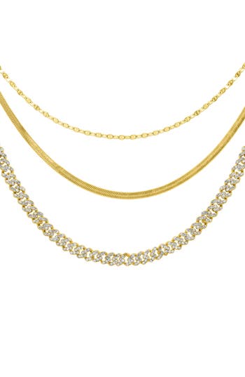 Adornia Set Of 3 Mixed Chain Necklaces In Gold