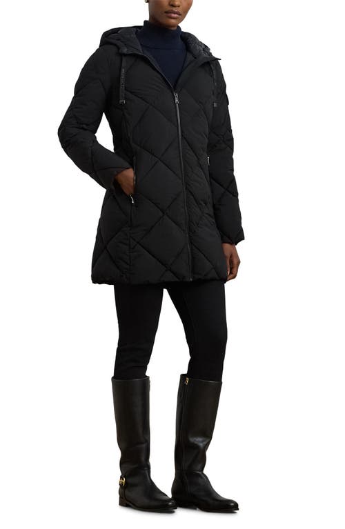 Shop Lauren Ralph Lauren Diamond Quilted Parka In Black