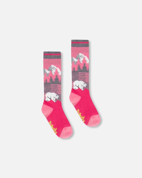 Shop Deux Par Deux Girl's Ski Socks Pink In Beetroot Purple