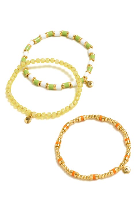 Orange Crush Beaded 3-Piece Bracelet Set