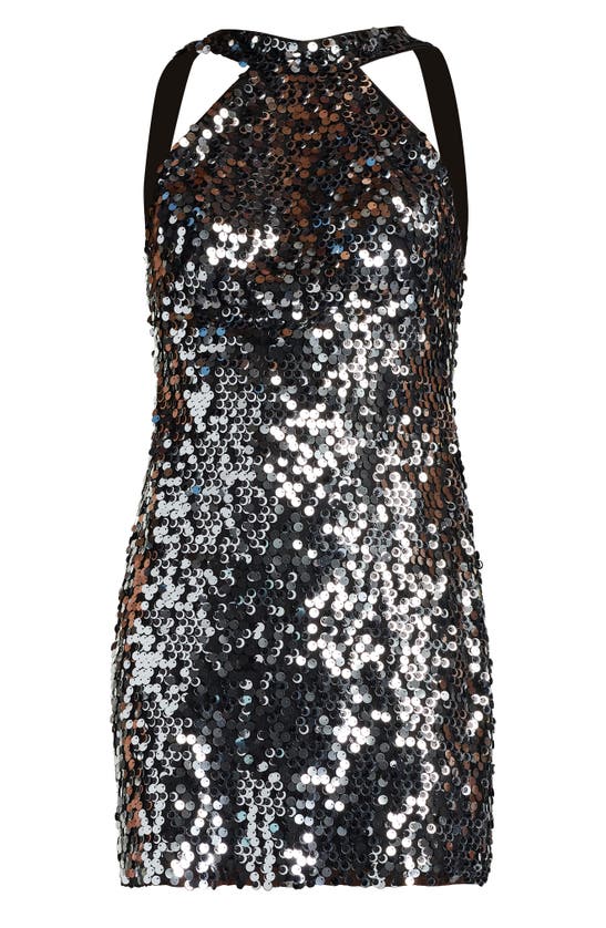 Shop Sho By Tadashi Shoji Sequin Sleeveless Minidress In Black Diamond