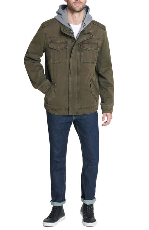 Shop Levi's Levis Detachable Hood Utility Jacket In Olive