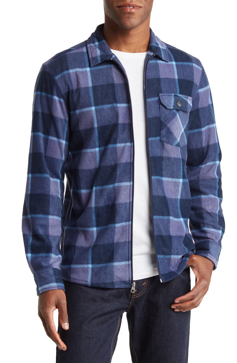 VINTAGE 1946 Brushed Fleece Zip-Up Shirt Jacket, Main, color, NAVY