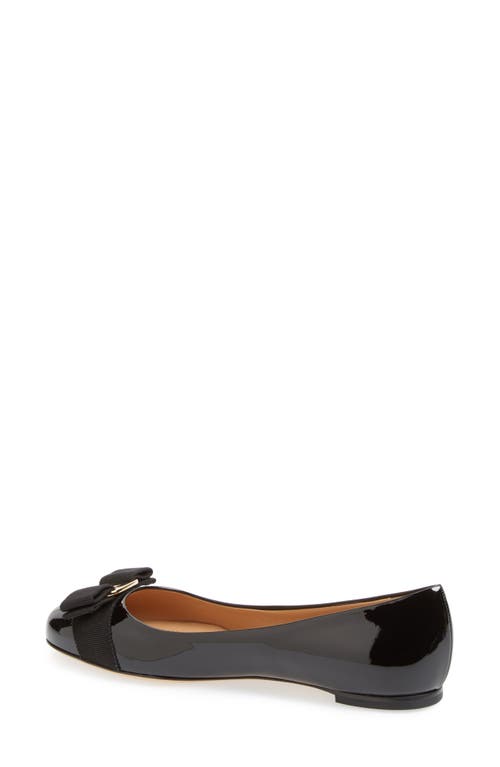 Shop Ferragamo Varina Leather Flat In Nero Patent/gold