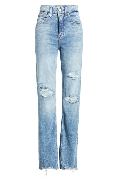 Shop Good American Good Icon High Waist Ripped Straight Leg Jeans In Indigo666